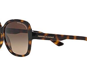 A|X ARMANI EXCHANGE Women's AX4029S Oval Sunglasses, Dark Tortoise/Brown Gradient, 57 mm