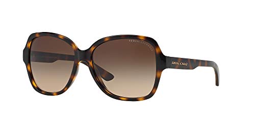 A|X ARMANI EXCHANGE Women's AX4029S Oval Sunglasses, Dark Tortoise/Brown Gradient, 57 mm