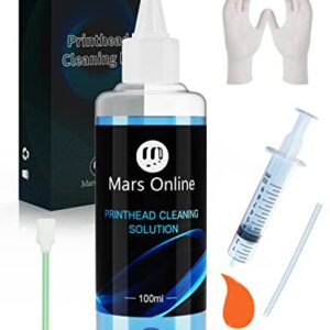 Mars Online Printhead Cleaning Kit Inkjet Printer Head Cleaner Compatible for HP/Epson/Brother/Canon 8600 8610 8035 8710 6700 6900 / Epson 1430 2720 et-2720 et-2750, 100ML, Kit 1