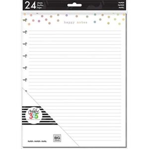 me & my big ideas note paper sheets – the happy planner scrapbooking supplies – 24 sheets of pre-punched paper, double-sided paper with gold foil – make lists, take notes, doodle – big size