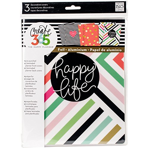 me & my BIG ideas Snap-In Cover - The Happy Planner Scrapbooking Supplies - Happy Life - 1 Set of Front & Back Coordinating Hard Covers - Stylish & Durable Protection for Your Planner - Big Size