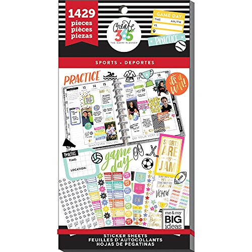 me & my BIG ideas Sticker Value Pack for Classic Planner - The Happy Planner Scrapbooking Supplies - Sports Theme - Multi-Color & Gold Foil - Great for Projects & Albums - 30 Sheets, 1429 Stickers