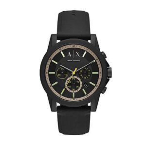 armani exchange men’s outerbanks silicone watch, color: black/tan silicone (model: ax1343)