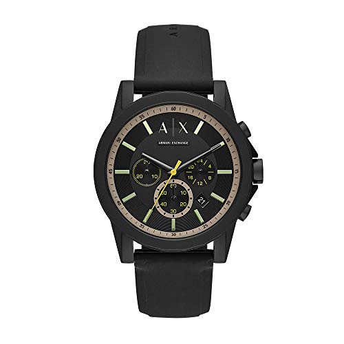 Armani Exchange Men's Outerbanks Silicone Watch, Color: Black/Tan Silicone (Model: AX1343)