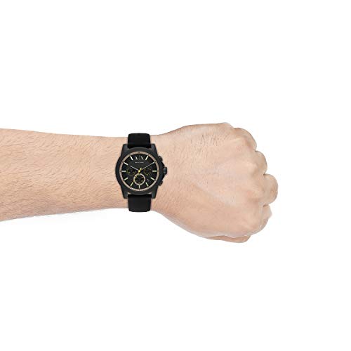 Armani Exchange Men's Outerbanks Silicone Watch, Color: Black/Tan Silicone (Model: AX1343)