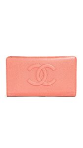 chanel women’s pre-loved pink caviar long wallet, pink, one size