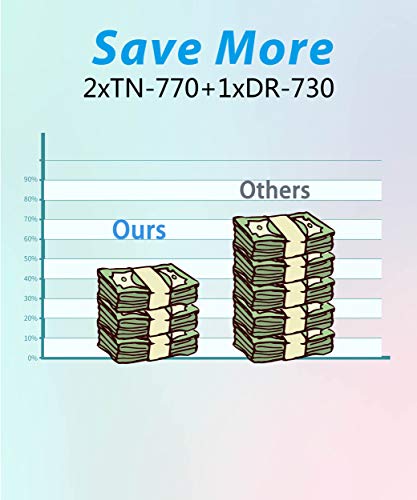 MM MUCH & MORE Compatible TN770 Toner Cartridge and DR730 Drum Unit Replacement for Brother TN-770 DR-730 Used for MFC-L2750DW L2750DWXL HL-L2370DW L2370DWXL Printer (2 Toners, 1 Drum, 3-Pack)