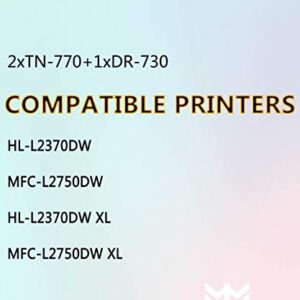 MM MUCH & MORE Compatible TN770 Toner Cartridge and DR730 Drum Unit Replacement for Brother TN-770 DR-730 Used for MFC-L2750DW L2750DWXL HL-L2370DW L2370DWXL Printer (2 Toners, 1 Drum, 3-Pack)