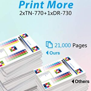 MM MUCH & MORE Compatible TN770 Toner Cartridge and DR730 Drum Unit Replacement for Brother TN-770 DR-730 Used for MFC-L2750DW L2750DWXL HL-L2370DW L2370DWXL Printer (2 Toners, 1 Drum, 3-Pack)