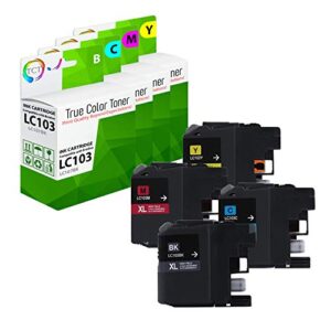 tct compatible ink cartridge replacement for brother lc103 lc103bk lc103c lc103m lc103y works with brother mfc-j470dw j475dw j6920dw j285dw printers (black, cyan, magenta, yellow) – 4 pack