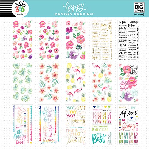 me & my BIG ideas Sticker Value Pack for Big Planner - The Happy Planner Scrapbooking Supplies - Floral Theme - Multi-Color & Gold Foil - Great for Projects & Albums - 30 Sheets, 578 Stickers Total