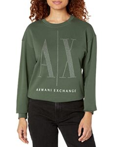 a|x armani exchange women’s studded icon sweatshirt, negative, xs