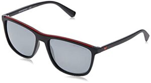 emporio armani sunglasses black frame, light grey black mirror lenses, 57mm