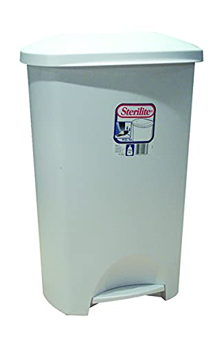 STERILITE FBA_Sterilite - 10968004 Step-on Wastebasket, 11 gal Capacity - Solid Color with White Lid