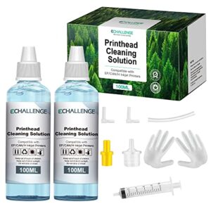 echallenge printer cleaning kit inkjet printer head cleaning 100ml kit -2 pack for hp brother canon 8600 8610 6700 6900 epson et-2720 et-2750 wf-7710 wf-3640 liquid printers nozzle (cyan, 200ml)