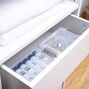 Citylife 1.3 QT 10 Pack Small Storage Bins Plastic Storage Container Stackable Box with Lids for Organizing, Clear White