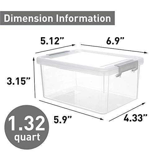 Citylife 1.3 QT 10 Pack Small Storage Bins Plastic Storage Container Stackable Box with Lids for Organizing, Clear White