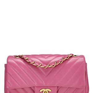 CHANEL, Pre-Loved Pink Chevron Lambskin Classic Flap Mini, Pink