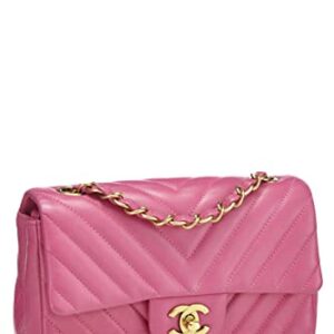 CHANEL, Pre-Loved Pink Chevron Lambskin Classic Flap Mini, Pink