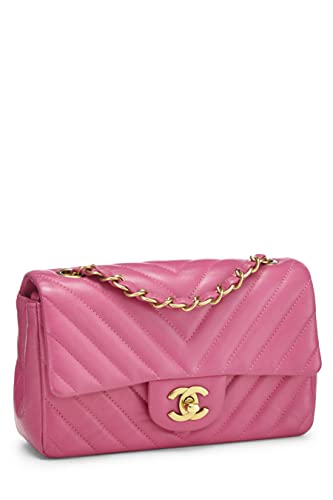 CHANEL, Pre-Loved Pink Chevron Lambskin Classic Flap Mini, Pink