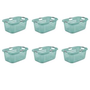 sterilite 2 bushel/71 l ultra laundry basket, w/titanium handles, 6 pack, aqua chrome 6 count