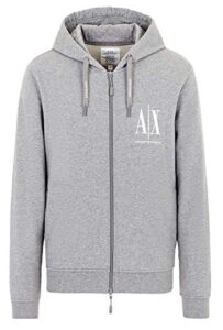 a|x armani exchange mens icon project embroidered zip up hooded sweatshirt, bc09 grey, x-small us