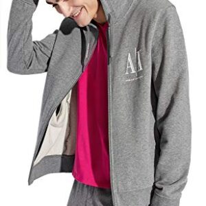 A|X ARMANI EXCHANGE mens Icon Project Embroidered Zip Up Hooded Sweatshirt, Bc09 Grey, X-Small US