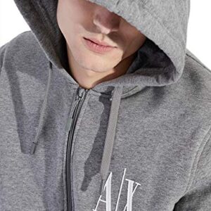 A|X ARMANI EXCHANGE mens Icon Project Embroidered Zip Up Hooded Sweatshirt, Bc09 Grey, X-Small US