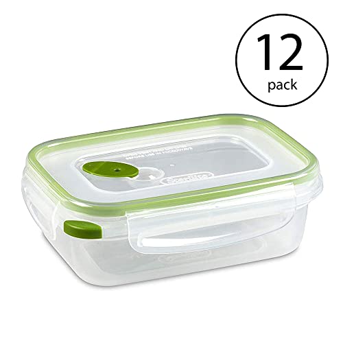 Sterilite 3.1 Cup Rectangular UltraSeal Food Storage Container for Meal Prep, Leftovers, or Work Lunch, Dishwasher Safe (12 Pack)