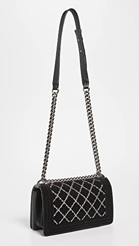 CHANEL Women's Pre-Loved Velvet Boy Medium Bag, Black, One Size