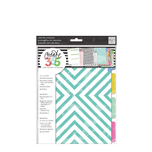 me & my BIG ideas 6 Month Calendar Extension - The Happy Planner Scrapbooking Supplies - 6 Pre-Punched Dividers - Undated Monthly & Weekly - 2 Sticker Sheets with Months and Numbers - Big Size