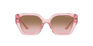 a|x armani exchange women’s ax4125su universal fit rectangular sunglasses, shiny transparent pink/pink gradient grey, 54 mm