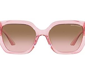 A|X ARMANI EXCHANGE Women's AX4125SU Universal Fit Rectangular Sunglasses, Shiny Transparent Pink/Pink Gradient Grey, 54 mm