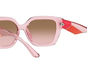 A|X ARMANI EXCHANGE Women's AX4125SU Universal Fit Rectangular Sunglasses, Shiny Transparent Pink/Pink Gradient Grey, 54 mm