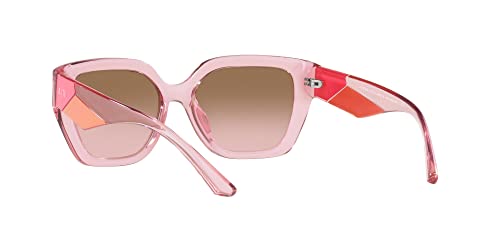 A|X ARMANI EXCHANGE Women's AX4125SU Universal Fit Rectangular Sunglasses, Shiny Transparent Pink/Pink Gradient Grey, 54 mm