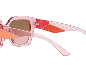 A|X ARMANI EXCHANGE Women's AX4125SU Universal Fit Rectangular Sunglasses, Shiny Transparent Pink/Pink Gradient Grey, 54 mm