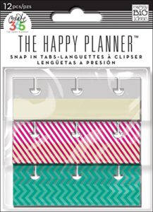 me & my big ideas snap-in tabs – the happy planner scrapbooking supplies – 12 translucent snap-in tabs – 3 designs – pop into planner with ease – for storing photos & extra papers – 12 pieces
