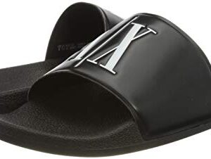 A|X Armani Exchange Men's Icon Logo Pool Slide Sandal, Nero, 10