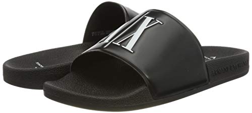 A|X Armani Exchange Men's Icon Logo Pool Slide Sandal, Nero, 10