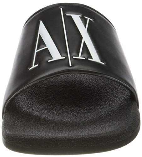 A|X Armani Exchange Men's Icon Logo Pool Slide Sandal, Nero, 10