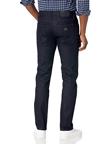 A|X ARMANI EXCHANGE Men's 5 Pocket Slim Dark Rinse, Indigo Denim/Indigo, 33R