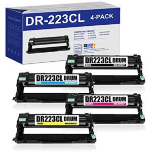 kcmy 4 pack |high yield| dr-223 dr223 dr-223cl dr223cl drum unit compatible replacement for brother hl-l3210cw hl-l3230cdw hl-l3290cdw hl-l3270cdw printer, sold by oqmygs.