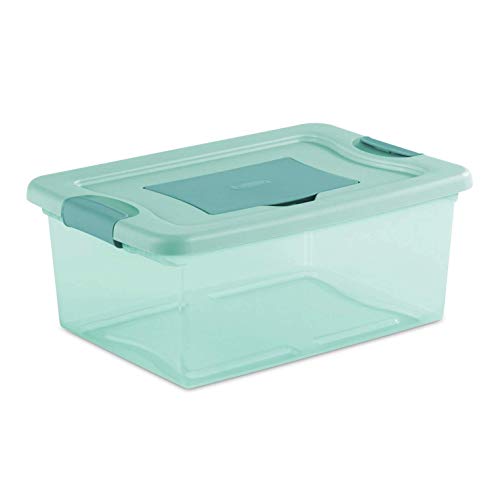 Sterilite 15 Quart Fresh Scent Stackable Storage Box Container (10 Pack), Aqua