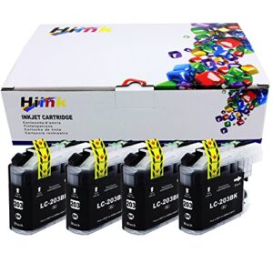 hiink compatible ink cartridge replacement for brother lc201 lc203xl lc203 black ink cartridges used in mfc-j460dw mfc-j480dw mfc-j485dw mfc-j680dw mfc-j880dw mfc-j885dw(black,4-pack)