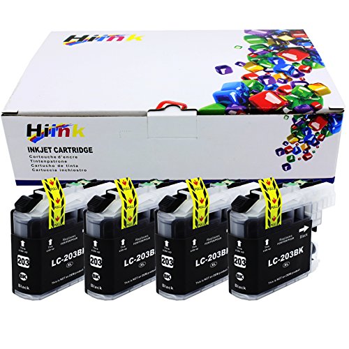 HIINK Compatible Ink Cartridge Replacement for Brother LC201 LC203XL LC203 Black Ink Cartridges Used in MFC-J460DW MFC-J480DW MFC-J485DW MFC-J680DW MFC-J880DW MFC-J885DW(Black,4-Pack)