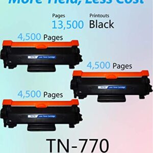 MM MUCH & MORE Compatible Toner Cartridge Replacement for Brother TN-770 TN770 TN760 to Used with HL-L2370DW HL-L2370DWXL MFC-L2750DW MFC-L2750DWXL Printers (3-Pack, Black)