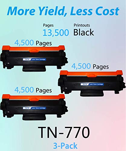 MM MUCH & MORE Compatible Toner Cartridge Replacement for Brother TN-770 TN770 TN760 to Used with HL-L2370DW HL-L2370DWXL MFC-L2750DW MFC-L2750DWXL Printers (3-Pack, Black)