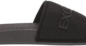 A|X ARMANI EXCHANGE Men's Mesh Rubber Logo Pool Slide Sandal, Black+Black, 7