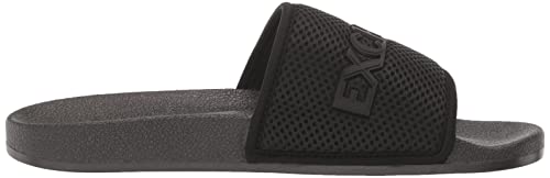 A|X ARMANI EXCHANGE Men's Mesh Rubber Logo Pool Slide Sandal, Black+Black, 7