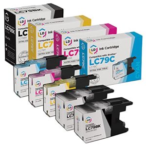 ld products compatible ink cartridge replacement for brother lc79 extra high yield (2 black, 1 cyan, 1 magenta, 1 yellow, 5-pack)